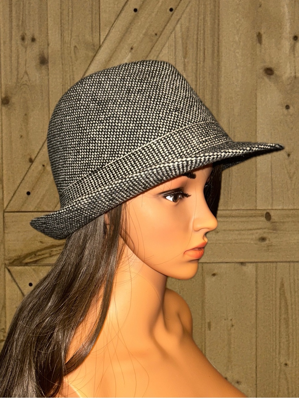 Woven Black and White Fedora Hat for Women